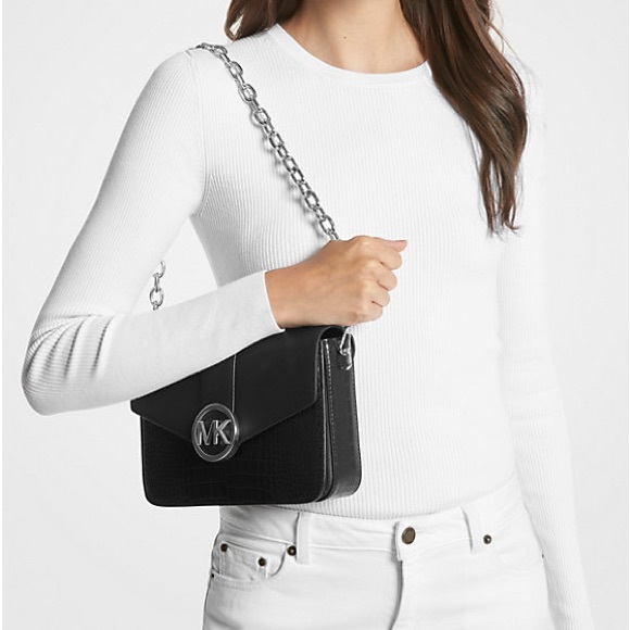 Michael Kors Carmen Medium Crocodile Embossed Convertible Shoulder Bag - Picture 9 of 9